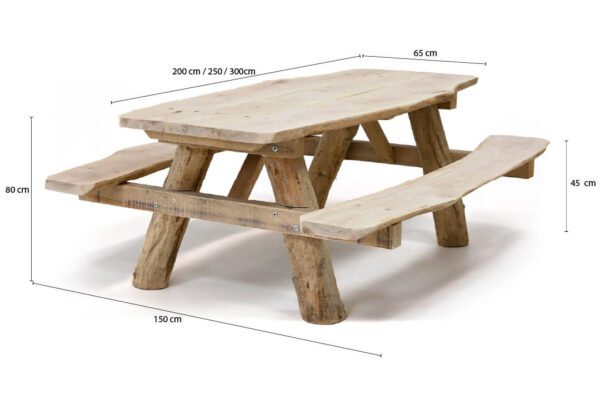 picknicktafel-afmetingen-3 Picknicktafel Boomstam Eiken - Image 6