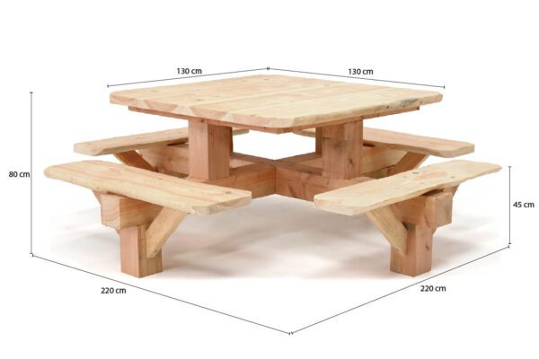 picknicktafel-afmetingen-5 Picknicktafel De Veluwe (rechthoekig/vierkant) - Image 5