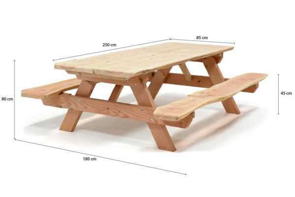 picknicktafel-afmetingen-9 Opklap Picknicktafel Douglas XL Natuur - Image 6